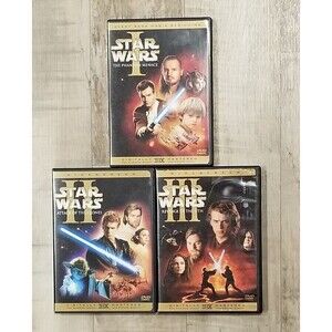DVD Lot Of 3 Star Wars Prequel Trilogy Phantom Menace Attack Of The Clones Sith